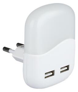Luce notturna LED con sensore crepuscolare, 2xUSB, 0,45W, 230V, 4000K
