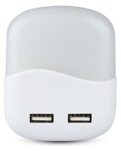 LED Luce notturna con sensore crepuscolare 2xUSB LED/0,45W/230V 3000K