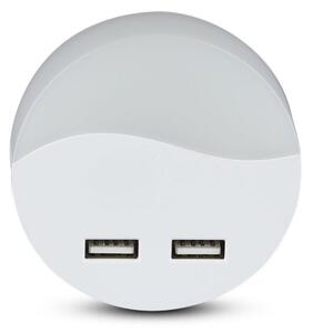 LED Luce notturna con sensore crepuscolare 2xUSB LED/0,45W/230V 3000K