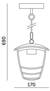 Lampadario da esterno a sospensione con catena TEVIO 1xE27/60W/230V IP54 nero