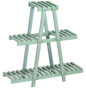 Outsunny Portapiante a 3 Livelli in Legno di Abete per Interni ed Esterni, 76x26x76 cm, Verde Chiaro|Aosom