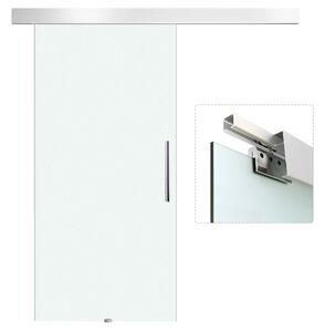 HomCom Porta Scorrevole in Vetro Temperato di sicurezza Porte per Interni con Binario Silenziosoin Alluminio|Aosom