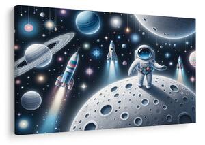 Quadro su tela – Astronauta bambino sulla Luna