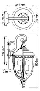 Feiss FE-EB2-M-BRB-Applique da esterno ENGLISH BRIDLE 3xE14/60W/230V IP44