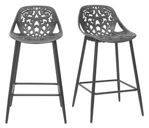 Sgabelli da bar design con motivo barocco nero H66 cm (set di 2) BAROCCA