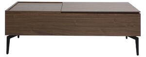 Tavolo basso sollevabile rettangolare in legno scuro finitura noce e metallo nero L103 cm SEDA