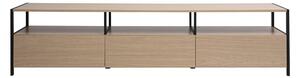 Mobile TV in finitura legno chiaro quercia e metallo nero L180 cm MAXENCE