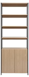Libreria con ripiani finitura legno chiaro rovere e metallo nero L80 cm MAXENCE