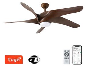ZEVENTI - Ventilatore da soffitto LED LUCCA LED/18W/230V Wi-Fi Tuya marrone + telecomando
