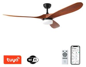 ZEVENTI - Ventilatore da soffitto LED GINOSA LED/18W/230V Wi-Fi Tuya nero/rovere + telecomando