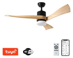 ZEVENTI - Ventilatore da soffitto LED NATURITO LED/18W/230V Wi-Fi Tuya nero/rovere + telecomando
