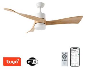 ZEVENTI - Ventilatore da soffitto LED NATURITO LED/18W/230V Wi-Fi Tuya bianco/rovere + telecomando