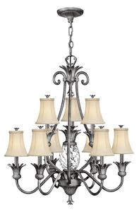 Hinkley HK-PLANT10-PL - Lampadario a sospensione con catena PLANTATION 10xE14/40W/230V argento
