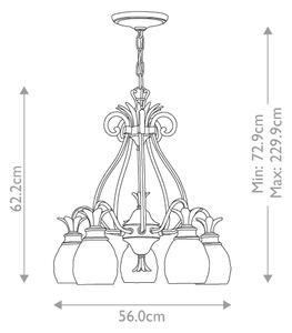 Hinkley HK-PLANTATION5-BB - Lampadario a sospensione con catena PLANTATION 5xE27/60W/230V oro