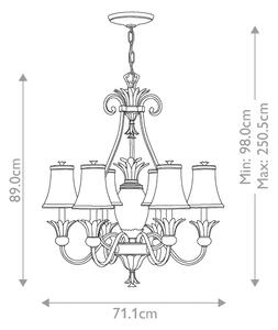 Hinkley HK-PLANT7-PL - Lampadario a sospensione con catena PLANTATION 7xE14/40W/230V argento