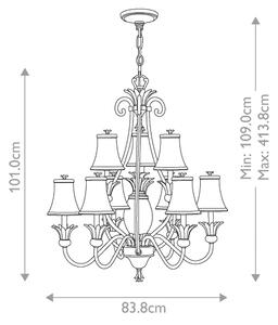 Hinkley HK-PLANT10-PL - Lampadario a sospensione con catena PLANTATION 10xE14/40W/230V argento