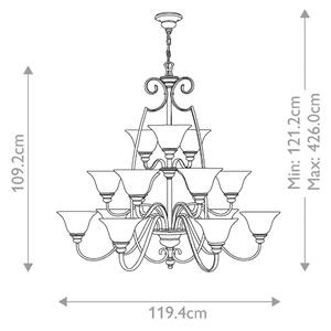 Hinkley HK-CELLO15 - Lampadario a sospensione con catena CELLO 15xE27/60W/230V