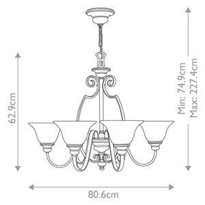 Hinkley HK-CELLO6 - Lampadario a sospensione con catena CELLO 6xE27/60W/230V