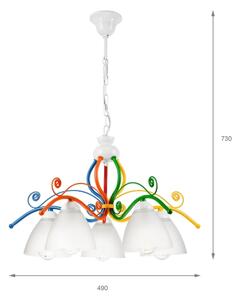 Lampadario a sospensione con catena RETRO 5xE27/60W/230V bianco/colorato