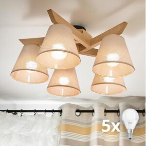 Brilagi - LED Lampadario a plafone ANTHONY 5xE14/40W/230V quercia/beige
