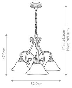 Feiss FE-SONOMAVALLEY3 - Lampadario a sospensione con catena SONOMA VALLEY 3xE27/60W/230V