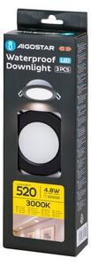 Aigostar-SET 3x Lampada da incasso da esterno LED LED/4,8W/230V 3000K IP65 nero