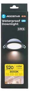 Aigostar-SET 3x Lampada da incasso da esterno LED LED/4,8W/230V 3000K IP65 nero