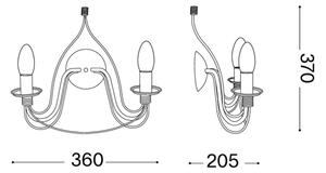 Ideal Lux - Applique da parete CORTE 2xE14/40W/230V, finitura rame
