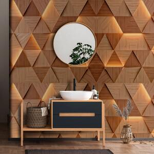 Carta da parati Triangoli classici in legno con illuminazione 3D, Carta da parati 3D, Carte da parati Forme geometriche 3D, u99280 : Uwalls.it