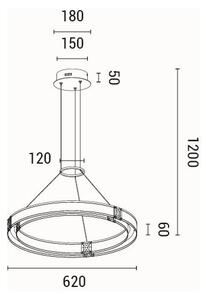 Lampadario LED a sospensione con filo LED/33W/230V 3000K 62x120 cm