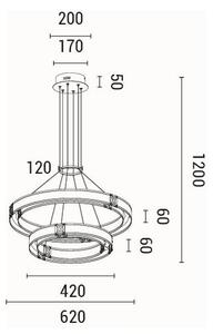 Lampadario LED a sospensione con filo LED/62W/230V 3000K 62x120 cm