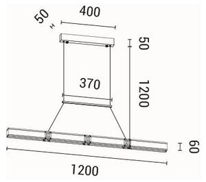 Lampadario LED a sospensione con filo LED/21W/230V 3000K 45x120 cm