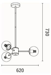 Lampadario a sospensione con supporto rigido 3xE27/40W/230V ottone