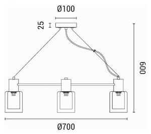 Lampadario a sospensione con filo 6xE14/15W/230V