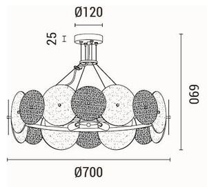 Lampadario a sospensione con filo 8xE14/40W/230V