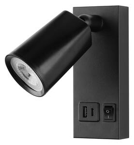 Faretto LED da parete con ricarica USB LED/5W/230V nero