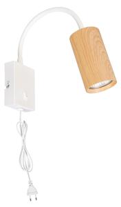 Brilagi - Lampada flessibile da muro SELE 1xGU10/30W/230V bianco/decorazioni in rovere