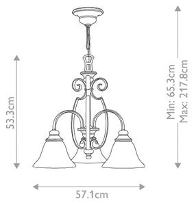 Hinkley HK-CELLO3 - Lampadario a sospensione con catena CELLO 3xE27/60W/230V