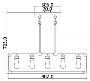 Kichler KL-IMAHN-ISLE - Lampadario a sospensione con supporto rigido IMAHN 5xE27/60W/230V