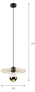 Lampadario a sospensione con filo MONTANA 1xE27/15W/230V diametro 30 cm oro/nero