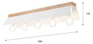 Plafoniera ESME 5xE27/15W/230V bianco/quercia