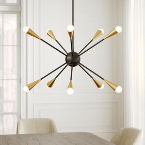 Feiss FE-JAX10-MB - Lampadario a sospensione con supporto rigido LED JAX 10xG9/3W/230V nero/oro