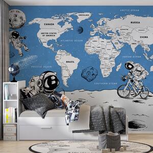 Carta da parati Mappa mondiale dei paesi in stile spaziale, Carta da parati per Bambini, w00473v1 : Uwalls.it