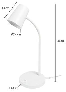 Lindby Ailina LED da tavolo, base rotonda, bianco