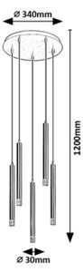 Rabalux 72361 - Lampadario a sospensione con filo RAMIRA 5xG9/5W/230V oro