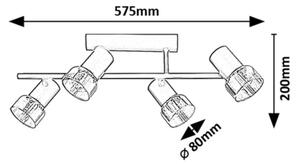 Rabalux 73054 - Lampadario a plafone HATICE 4xE14/15W/230V