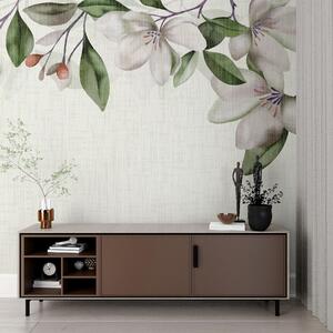 Carta da parati grandi fiori di magnolia su sfondo chiaro strutturato, Carta da parati 3D, Carta da parati Fiori 3D, w00933 : Uwalls.it