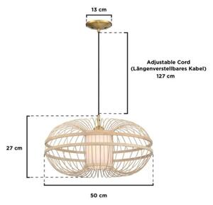 Westinghouse 61255 - Lampadario a sospensione con filo TULCEA 1xE27/60W/230V bambù
