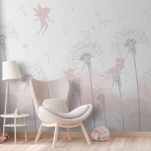 Carta da parati Fate magiche con denti di leone e fiori di campo in stile scandinavo per ragazze di, Carta da parati per Bambini, w07913 : Uwalls.it