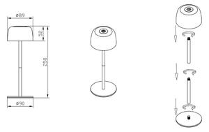 Zuma Line ETLED-658-WH - Lampada LED dimmerabile ricaricabile POCO LED/2W/1200 mAh IP44 bianco